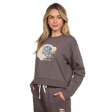 Juniors' Hurley Cropped Boyfriend Crewneck Sweatshirt