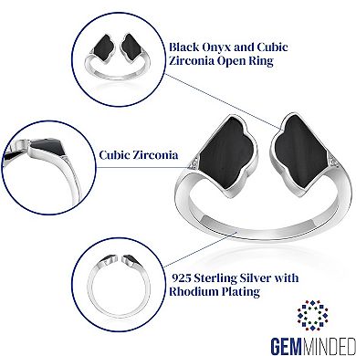 Gemminded Sterling Silver Black Onyx Open Ring