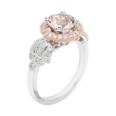 Boston Bay Diamonds 10k White & Rose Gold Round Morganite & 1/3 Carat T.W. Diamond Engagement Ring