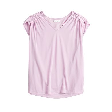 Women's Nine West Short Sleeve V-Neck Ruched Detail Top