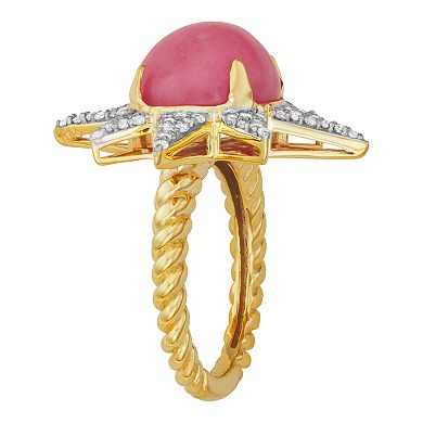 Jewelexcess 14k Gold Over Silver Pink Opal & White Topaz Starburst Ring