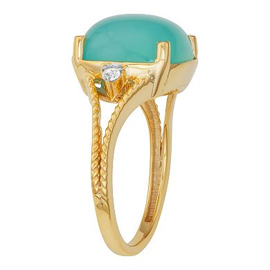 Jewelexcess 14k Gold Over Silver Chalcedony & White Topaz Accent Ring