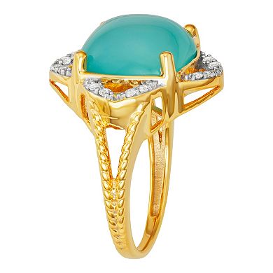 Jewelexcess 14k Gold Over Silver Chalcedony & White Topaz Open Halo Ring