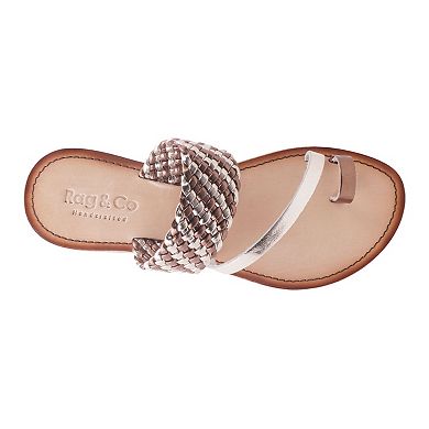 Rag & Co Women's Braided Leather Flat Sandals