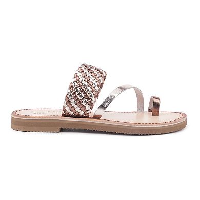 Rag & Co Women's Braided Leather Flat Sandals