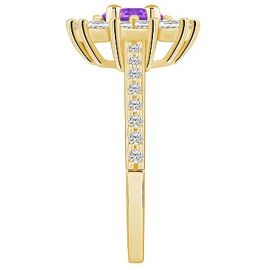 Alyson Layne 14k Gold Amethyst & 3/4 Carat T.W. Diamond Halo Ring