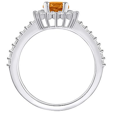 Alyson Layne 14k White Gold Citine & 1/2 Carat T.W. Diamond Halo Ring