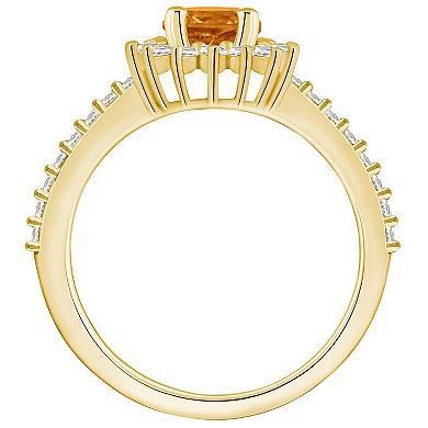 Alyson Layne 14k Gold Citine & 1/2 Carat T.W. Diamond Halo Ring