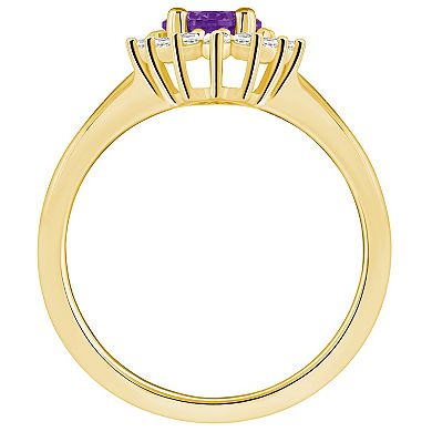 Alyson Layne 14k Gold Amethyst & 1/4 Carat T.W. Diamond Halo Ring