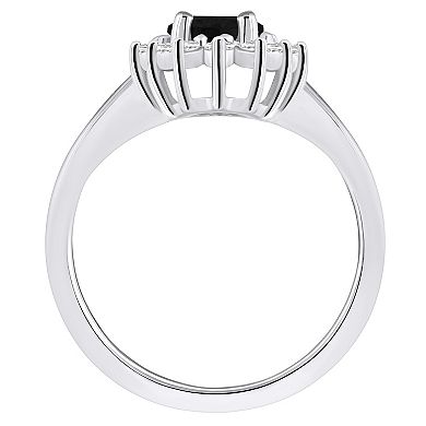 Alyson Layne 14k White Gold Oval Cut Onyx & 1/3 Carat T.W. Diamond Halo Ring