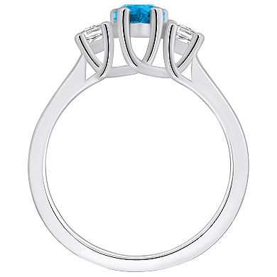 Alyson Layne 14k White Gold Pear Cut Blue Topaz & 1/4 Carat T.W. Diamond Ring