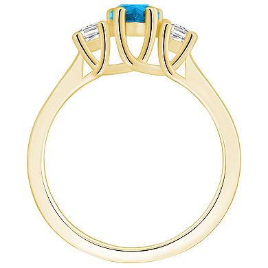Alyson Layne 14k Gold Pear Cut Blue Topaz & 1/4 Carat T.W. Diamond Ring