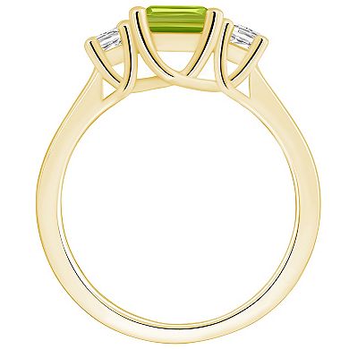 Alyson Layne 14k Gold Emerald Cut Peridot & 1/4 Carat T.W. Diamond Ring