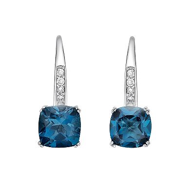 Gemminded 10k White Gold London Blue Topaz & Diamond Accent Earrings