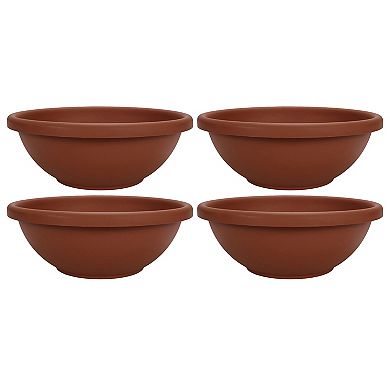 HC Companies 18 Inch Resin Garden Bowl Planter Pot, Terra Cotta Clay (2 Pack)