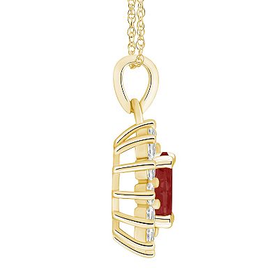 Alyson Layne 14k Gold Oval Garnet & 5/8 Carat T.W. Diamond Pendant Necklace