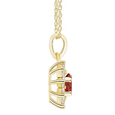 Alyson Layne 14k Gold Round Garnet & 5/8 Carat T.W. Diamond Pendant Necklace