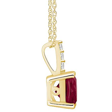 Alyson Layne 14k Gold Cushion Garnet & Diamond Accent Pendant Necklace