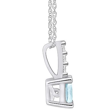 Alyson Layne 14k White Gold Cushion Aquamarine & Diamond Accent Pendant Necklace