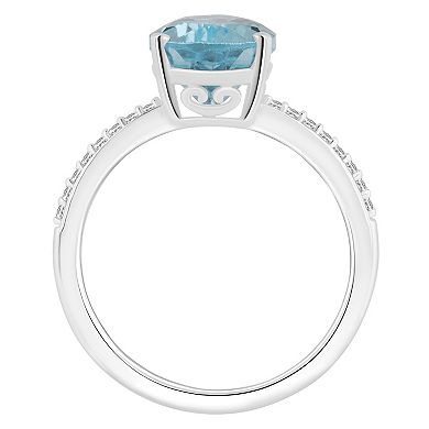 Alyson Layne 14k White Gold Pear Shape Sky Blue Topaz & 1/10 Carat T.W. Diamond Ring