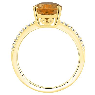 Alyson Layne 14k Gold Pear Shape Citrine & 1/10 Carat T.W. Diamond Ring