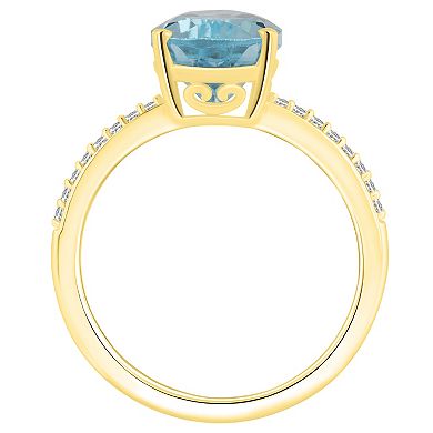 Alyson Layne 14k Gold Pear Shape Sky Blue Topaz & 1/10 Carat T.W. Diamond Ring