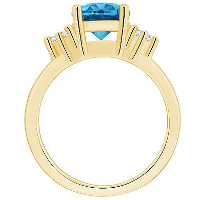 Alyson Layne 14k Gold Oval Blue Topaz & 1/10 Carat T.W. Diamond Ring