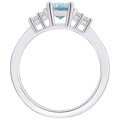 Alyson Layne 14k White Gold Oval Aquamarine & 1/5 Carat T.W. Diamond Ring