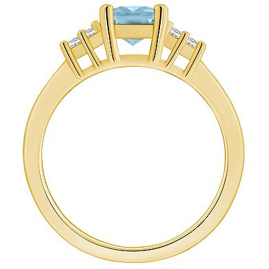 Alyson Layne 14k Gold Emerald-Cut Aquamarine & 1/5 Carat T.W. Diamond Ring