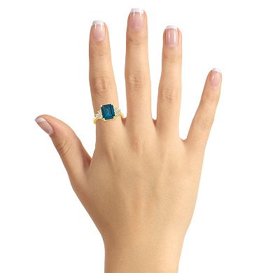 Alyson Layne 14k Gold Emerald-Cut London Blue Topaz & 1/3 Carat T.W. Diamond Ring