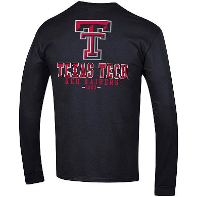 Men's Champion Black Texas Tech Red Raiders Team Stack Long Sleeve T-Shirt