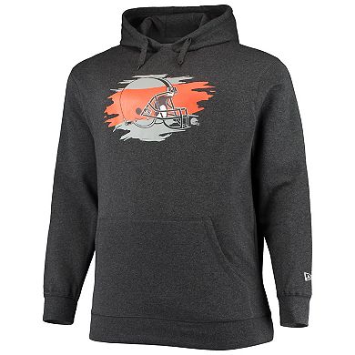 Men's New Era Charcoal Cleveland Browns Big & Tall Primary Logo Pullover Hoodie