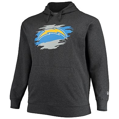 Men's New Era Charcoal Los Angeles Chargers Big & Tall Primary Logo Pullover Hoodie
