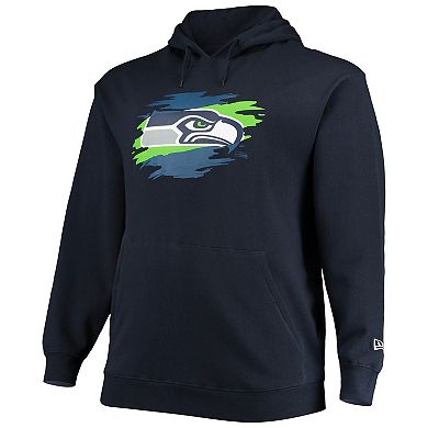 Men's New Era College Navy Seattle Seahawks Big & Tall Primary Logo Pullover Hoodie