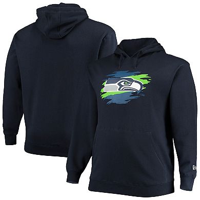 Men's New Era College Navy Seattle Seahawks Big & Tall Primary Logo Pullover Hoodie