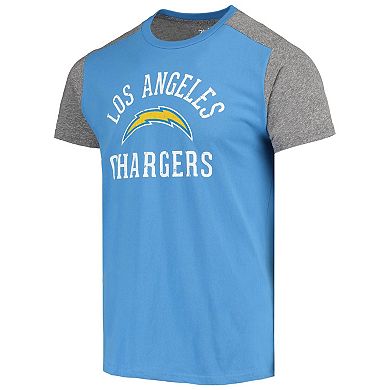 Men's Majestic Threads Powder Blue/Gray Los Angeles Chargers Field Goal Slub T-Shirt