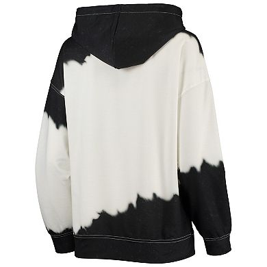 Women's Gameday Couture White/Black Purdue Boilermakers For the Fun Double Dip-Dyed Pullover Hoodie