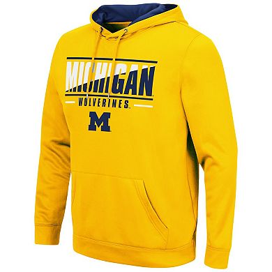 Men's Colosseum Maize Michigan Wolverines Slash Stack 2.0 Pullover Hoodie