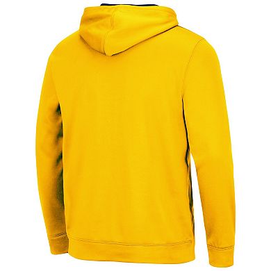 Men's Colosseum Maize Michigan Wolverines Slash Stack 2.0 Pullover Hoodie