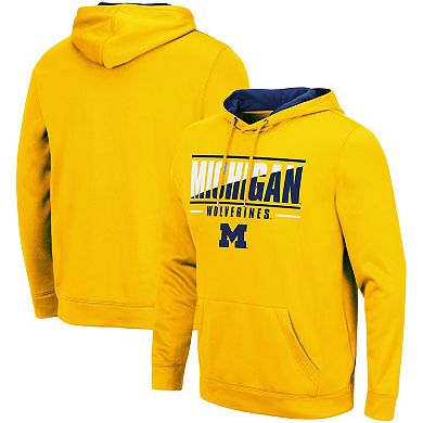 Men's Colosseum Maize Michigan Wolverines Slash Stack 2.0 Pullover Hoodie