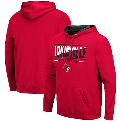 Men's Colosseum Red Louisville Cardinals Slash Stack 2.0 Pullover Hoodie