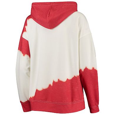 Women's Gameday Couture White/Red Wisconsin Badgers For the Fun Double Dip-Dyed Pullover Hoodie