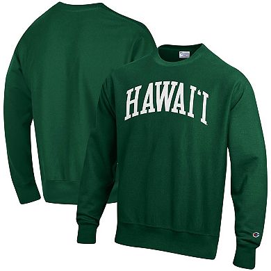 Men's Champion Green Hawaii Warriors Arch Reverse Weave Pullover Sweatshirt