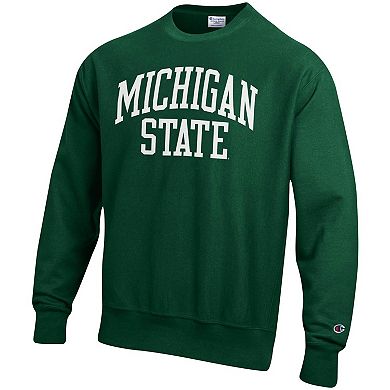 Men's Champion Green Michigan State Spartans Arch Reverse Weave Pullover Sweatshirt