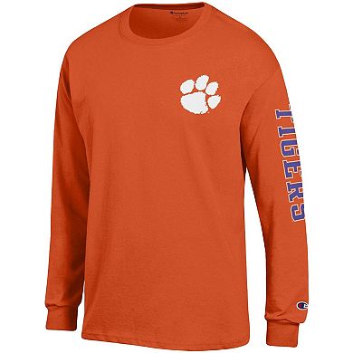 Men's Champion Orange Clemson Tigers Team Stack Long Sleeve T-Shirt