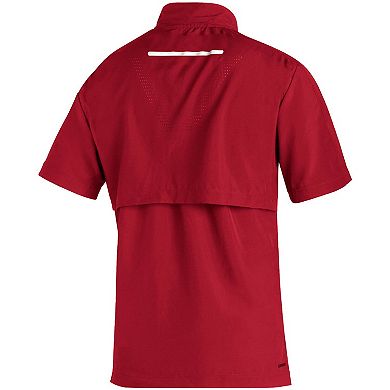 Men's adidas Scarlet Nebraska Huskers 2021 Sideline AEROREADY Short Sleeve Quarter-Zip Jacket