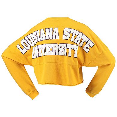 Women's Gold LSU Tigers Laurels Crop Long Sleeve T-Shirt