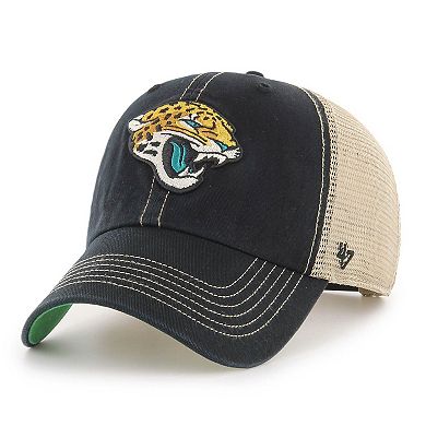 Men's '47 Black/Natural Jacksonville Jaguars Trawler Trucker Clean Up Snapback Hat