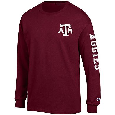 Men's Champion Maroon Texas A&M Aggies Team Stack Long Sleeve T-Shirt