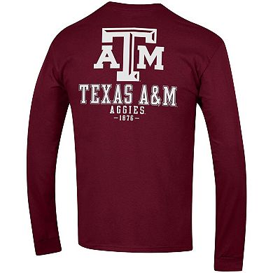 Men's Champion Maroon Texas A&M Aggies Team Stack Long Sleeve T-Shirt